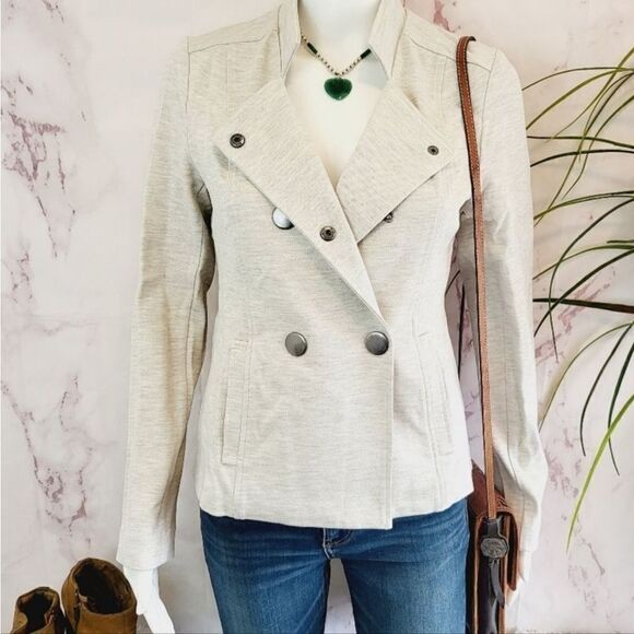 Cabi double breasted heathered cream color jacket - Picture 6 of 12